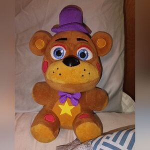 Brown Bear Plush Toy with Purple Hat and Bow